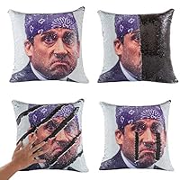 Tiaronics Magic Reversible Sequin Pillow Cases Mermaid Pillow Cases Throw Pillow Covers Cushion Cover Decorative Pillowcase 4040cm(1616") (Prison Mike/Black)