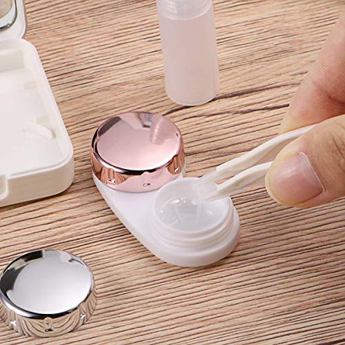 sansheng 2Sets of Mini Travel Contact Lens Box Sets, Support Lens Box, Contact Lens Fixed Lens Box(Rose Gold)