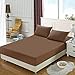 NTBAY Queen Fitted Sheet Only - Brushed Microfiber Deep Pocket Fitted Sheet - Soft, Wrinkle-Free, Fade-Resistant, Stain-Resistant, Hotel Quality Fitted Bed Sheet, Brown