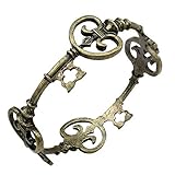 Q&Q Fashion Retro Gold Plated Victorian Vintage Skeleton Key Heart Cross Bridal Steampunk Cuff Bracelet Bangle