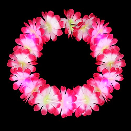 Pink Light Up LED Flower Lei Headband