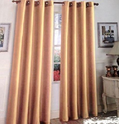 Gold Gromet Style In 108" Lenth 2 Pcs Solid Grommet Faux Silk Window Curtain Drapes Panels Treatment 108"