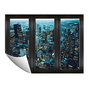 Wall Paper Small Wall Mural City at Night Wall Art Removable Wall Decoration for Bedroom Living Room - 24x32 inches