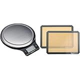 Amazon Basics Stainless Steel Digital Kitchen Scale with LCD Display, Batteries Included & Silicone, Non-Stick, Food Safe Bak