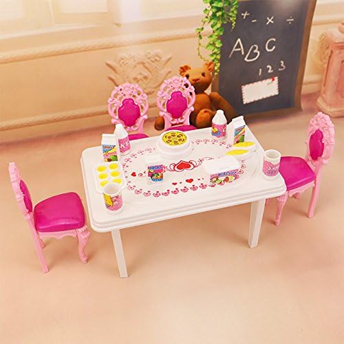 Happyplace,17pcs In 1, Dinner Table Set For Barbie And Kelly Doll's House Furniture, Doll Accessories.,dolls house plastic