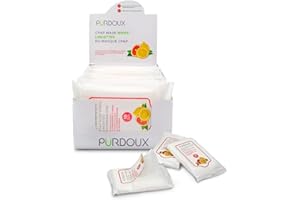 PURDOUX 100% Cotton Mask Wipes Travel Box Scented(12 sachets with 10 wipes)- Travel Supplies, CPAP Accessories, Cleaning Supp