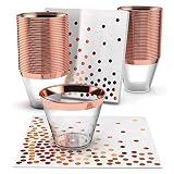 Rose Gold Plastic Cups & Napkins - Set of 60 | Fancy & Fun Disposable Decorations for Birthdays, Wedding Reception, Cocktail & Engagement Parties, Baby & Bridal Showers, Dinners, Catering