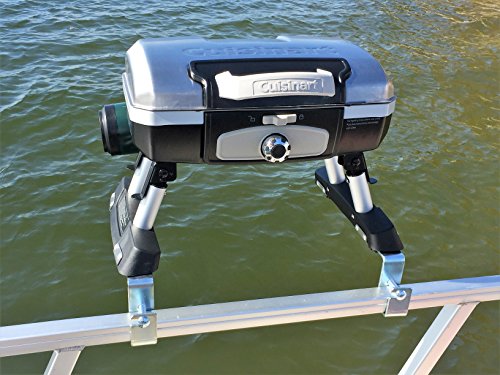 Cuisinart-Grill-Modified-for-Pontoon-Boat-with-Arnalls-Grill-Bracket-Set-SILVER pontoon boat grill
