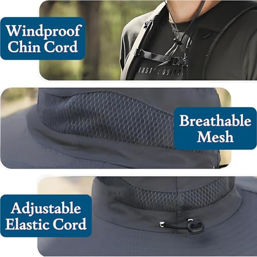 Solar Fan Sun Hat Wide Brim Hat Outdoor Wide Brim Sun Hat with 2 Solar Fan Fishing Hat, Hat UPF 50+, Removable & USB Charging