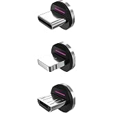 Statik 360 Pro Magnetic Connectors Tips - Only Compatible with Statik360 Pro Magnetic Charging Cable - 3-Pack Includes i-Product, Micro USB and USB-C Adapter - Compatible with All Devices