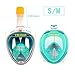 Snorkel Mask Full Face 180°View with Free Breath Technology-Cutting-edge Easy Breathing Design Perfect for Adults and Innovative and Comfortable Design Prevents Gag (Green, S/M)