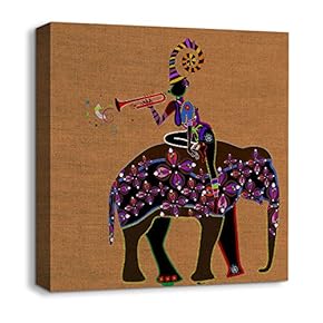 Canvas Wall Art African Culture Pattern Painting Artwork for Home Prints Framed - 12x12 inches