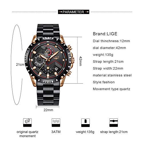 LIGE-Relojes-Hombres-Acero-Inoxidable-Impermeable-30M-Deportes-Reloj-Cuarzo-Analogico-Moda-Fecha-Negocios-Clasico-Negro-Hombres-Relojes