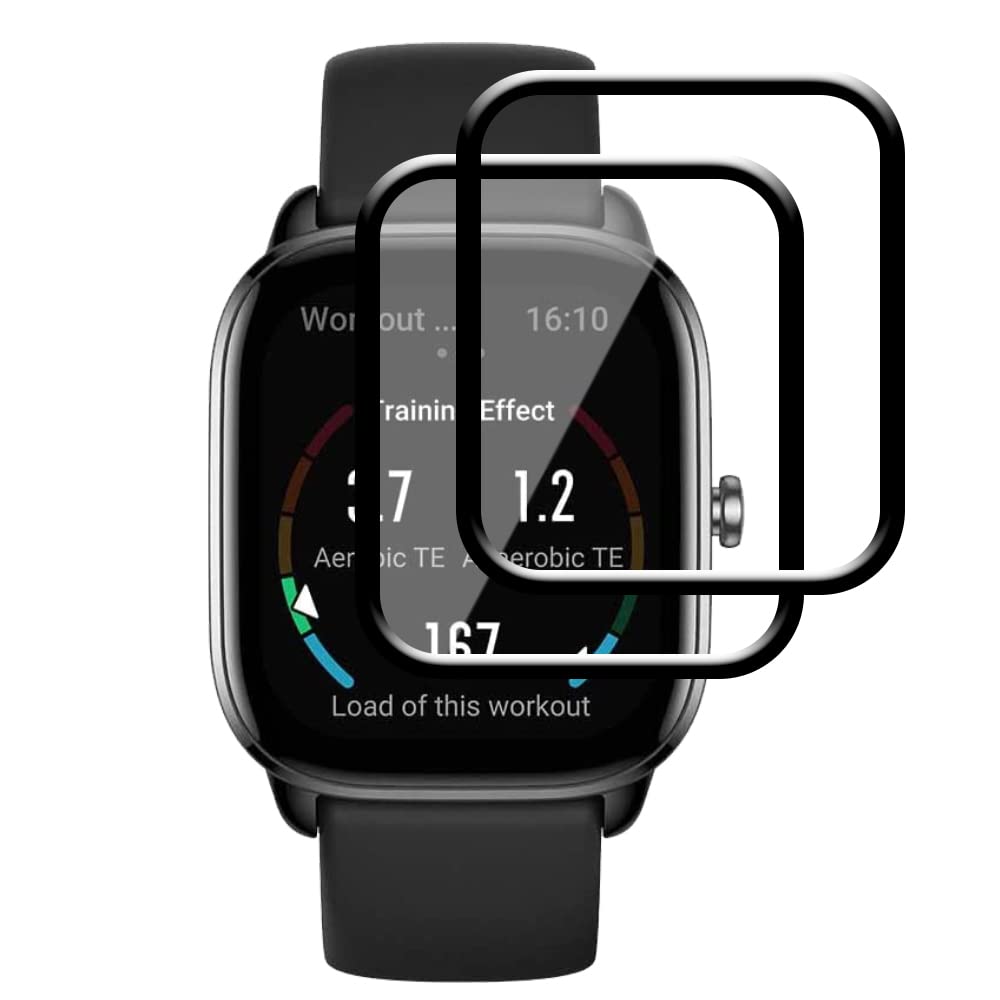 FiiMoo Screen Protector Compatible with Amazfit GTS 4 Mini, [2 Pack] [3D Full Coverage] [5H Hardness] [Case Friendly] [Ultra-Clear][Anti-scratch], Protector Film for Amazfit GTS 4 Mini