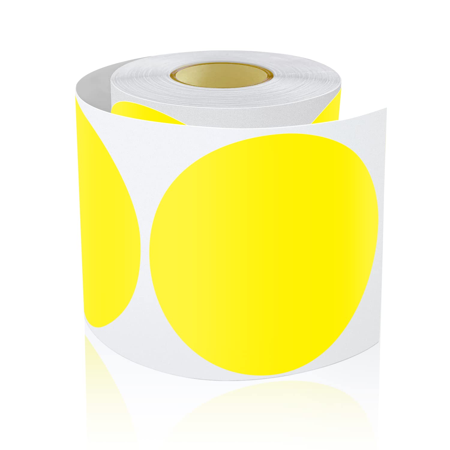 Meitaat Round Stickers Yellow 90 mm Circle Labels Colour Coding Dot Vinyl Floor Sticker Waterproof Removable Roll of 200