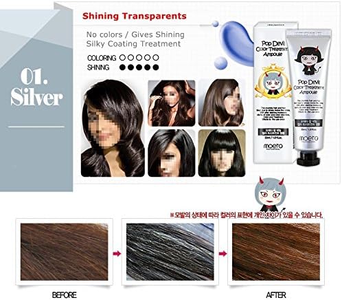 MOETA Pop Devil Color Hair Dye Treatment Ampoule (30ml) Korean cosmetics (1. Silver)