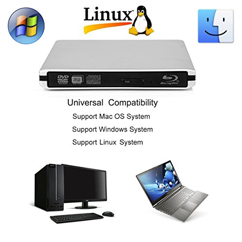 image for Leekooluu Super Slim Drive Portable USB 3.0 Bluray CD/DVD Burner Playe