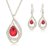 Women Fashion Gold Plated Jewelry Set Necklace Earring of Crystal & Sapphire Decoration