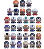 Mix of 8 NFL Random Football Mini Buildables Figures with Logo 2.5 Inch - 8 Teams in Set - Kids Birthday Cake Toppers Boys Superbowl Helmet Party Favors Vending Machine Lot