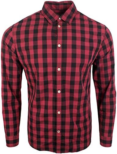 Jack and Jones Mens Gingham Shirt Red