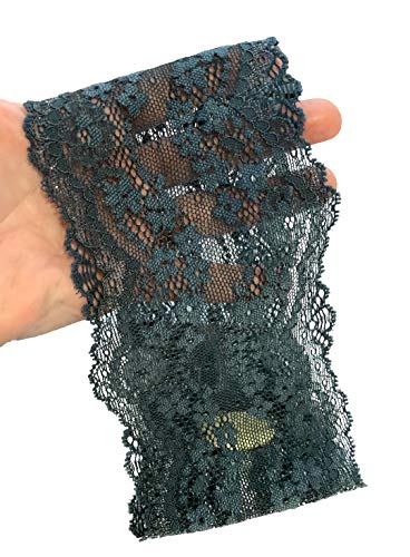 ShariRose Stunning Stretch Wide Floral Lace Head-Bands in Many Beautiful Colors Handmade (Teal Floral)