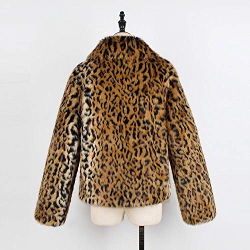 Womens Leopard Faux Fur Coat Vintage Warm Long Sleeve Parka Jacket Outwear (US XL=Asian XXL)