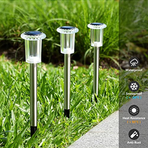 Solar Pathway Lights Outdoor 10 Pack LED Waterproof Stainless Steel