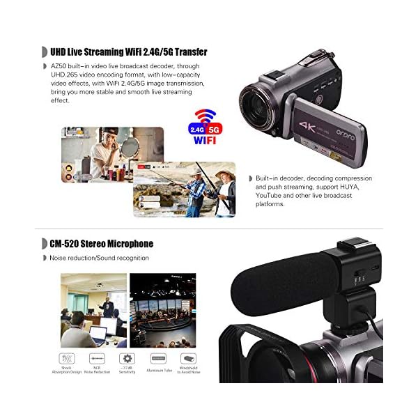Walmeck- Tragbarer Realer 4K UHD 30FPS WiFi Digitaler Videokamera-Camcorder 3,1 Zoll IPS-Touchscreen 64-Fach Digitalzoom… – Bild 8