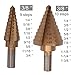 CoZroom 5 Pcs Step Drill Tools - 3Pcs Titanium Step Drill Bit Set, Center Punch and High-Speed Steel Drill- High Precision, Durability with Storage Pouch, Gold