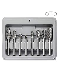 Juego de brocas giratorias de carburo JESTUOUS 1 4 pulgadas de diámetro de vástago de doble corte giratorio lima herramienta de pulido para brocas de molinillo, 8 piezas