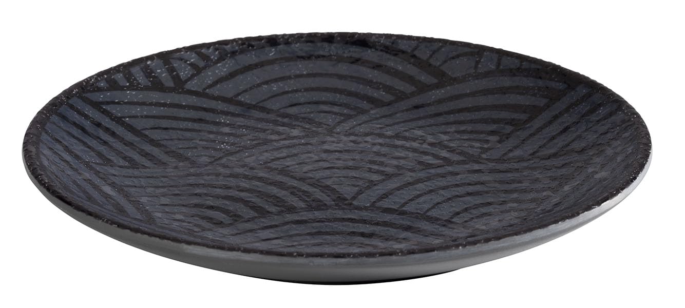 APS Dark Wave 84907 Plate Diameter 14.5 cm Height 1.5 cm Melamine Black Wave Design