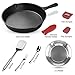 Odoland 11pcs Camping Cookware Set, 10 Inch Cast Iron Skillet Set with Stainless Steel Plates, Cutlery, Spatula, Heat-Resistant Holder and Pan Scrapers for Outdoor Camping Hiking and Picnicthumb 1