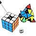 Aitey Speed Cube Set, Magic Cube Bundle 2x2x2 3x3x3 Pyramid Skew Speed Cube Smooth Sticker Cubes Collection Puzzle Toy for Kids and Adults - 4 Pack