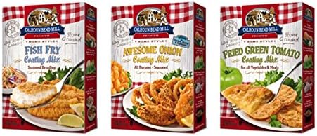 Calhoun Bend Mill All Natural Coating Mix 3 Flavor Variety Bundle, (1) each: Fish Fry, Awesome Onion, Fried Green Tomato (8 Ounces)