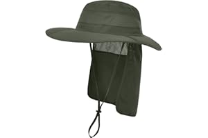 ZEXIAN Men&Women Foldable Sun Hat with Packable Neck Flap, UPF50+ Wide Brim Safari Cap for Hiking Gardening and Fishing