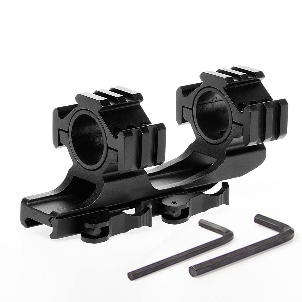 BILLION DUO Quick Release One Piece Scope Mount, 30mm / 1 inch Dual Rings Cantilever QD Mount Mount Base for 20mm Rail (LD-3002-K)