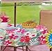 Floral Tropical Forest with Zipper Umbrella Hole Vinyl Flannel Back Tablecloth (70