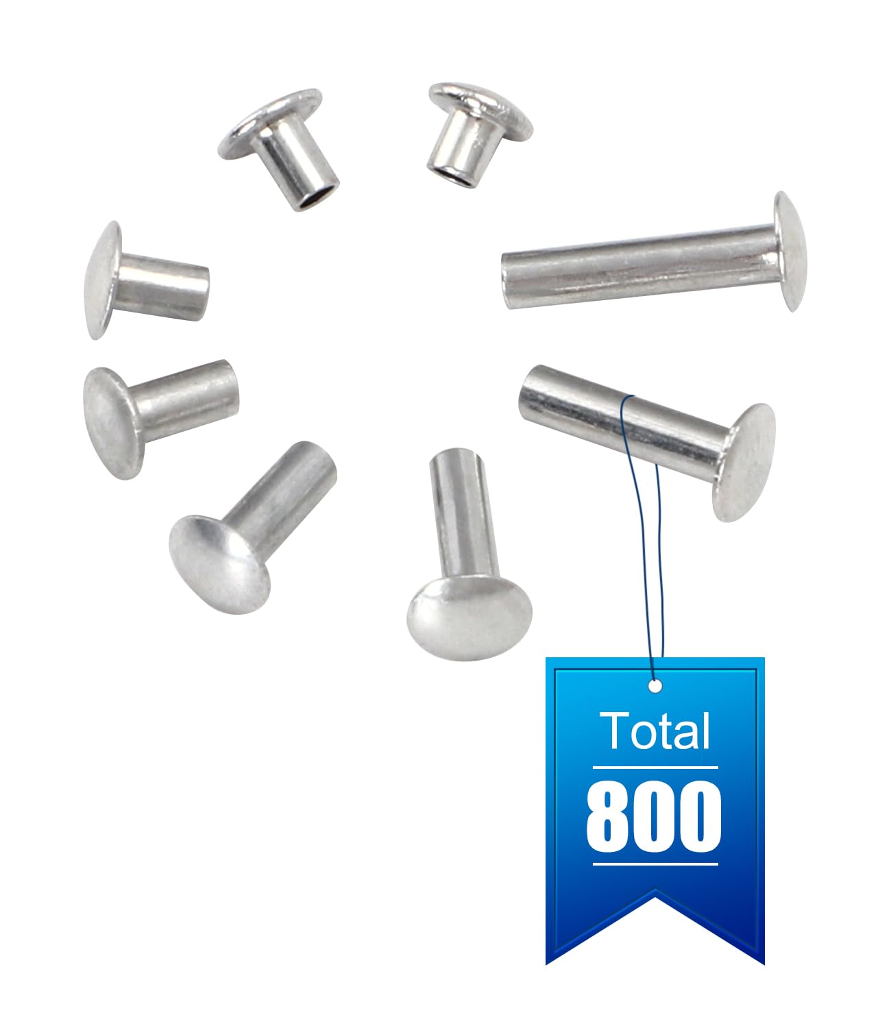 Photo 1 of 1/8" Diameter Tubular Rivets for Semi | Tonka Toy Truck Restoration Assortment Toy Part Assorted Sizes Applied for Car Window Vents Pinball Machines Restoration Aluminum (BULK-800pcs-8 Various Sizes)