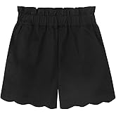 Noomelfish Girls Scalloped Stretch Twill Pull On Shorts with Pockets (5-12 Years)