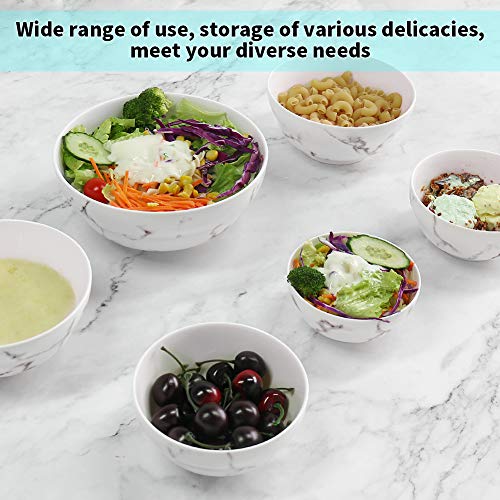 77L Porcelain Soup Bowls, [Set of 8] 8.45 FL OZ (250 ML) White Ceramic Soup/Cereal Bowls, Marble Serving Bowls Set for Soup, Ice Cream, Cereal, Salad, Pasta and More (4.5 Inches Diameter) - Thumbnail 3