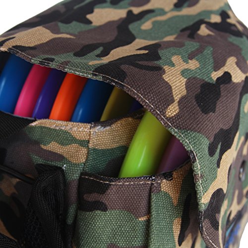 Kestrel Disc Golf Bag | Fits 12 Discs + Bottle | For Beginner and Advanced Disc Golf Players | Extremely Durable Canvas | Disc Golf Bag Set | Frisbee Golf Bag (Green Camo)