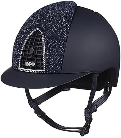 Cap Chrome Textile Blue with Blue Velvet Damask and Frame svarowski Riding Helmets Kep-Italy