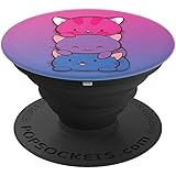 Bisexual Pride Kawaii Kitty Cat Stack Anime PopSockets PopGrip: Swappable Grip for Phones & Tablets PopSockets Adhesive PopGrip