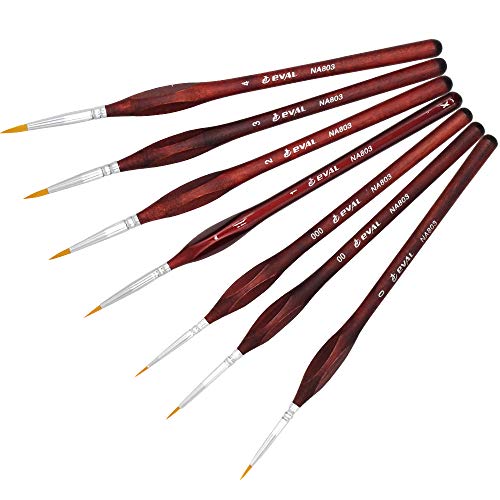 Mitini 7 Pieces Detail Paint Brush Set Miniature Artist Painting Brushes Painting Supplies for Watercolor Acrylic Oil Painting