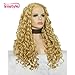 IMSTYLE Blonde Curly Wigs Density Synthetic Lace Front Wigs For Women Heat Resistant Synthetic Hair Drag Wig Part Freely 26 Inch