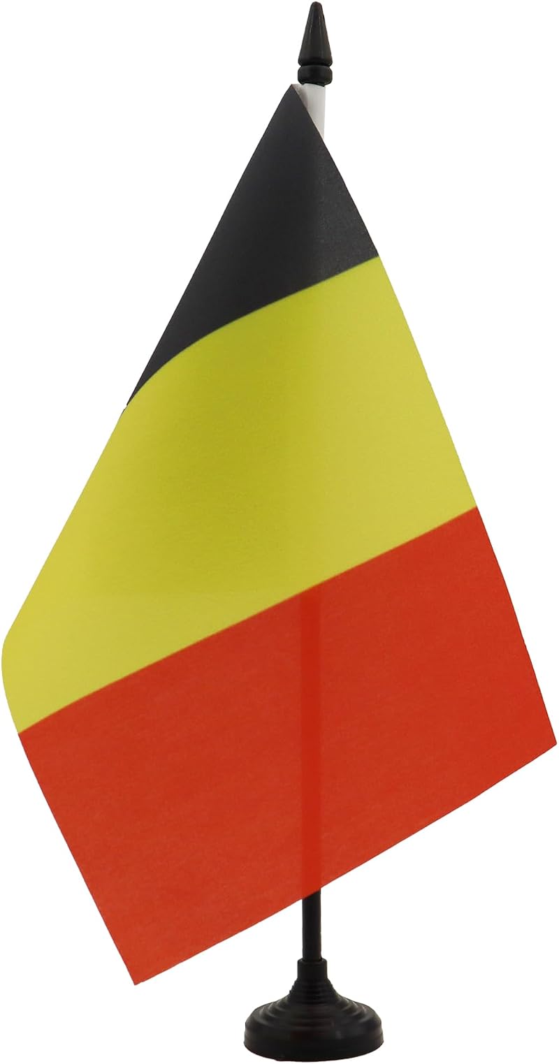 AZ FLAG Belgium Table Flag 5x8 in Polyester with Pole & Black Base