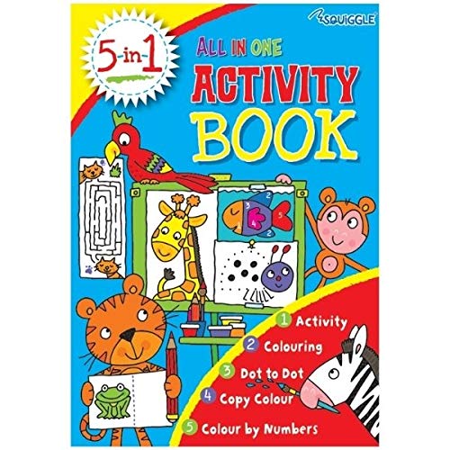 5 in 1 Activity Book - Colouring dot to dot Copy Colour & Colour by Numbers Age 3+