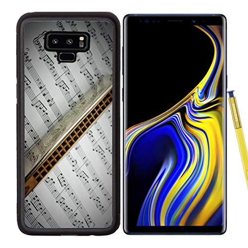 Liili Premium Samsung Galaxy Note 9 Aluminum Backplate Bumper Snap Case A Harmonica on Music Sheets Background Photo 7080999
