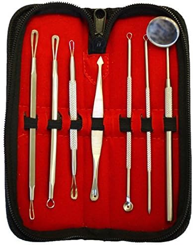 Kovira Blackhead Remover Tool Kit - 7Pcs Spot Remover Tool- Acne Pimple Comedone Extractor - Pimple Popper for Facial Care Skin Protect with Leather Case