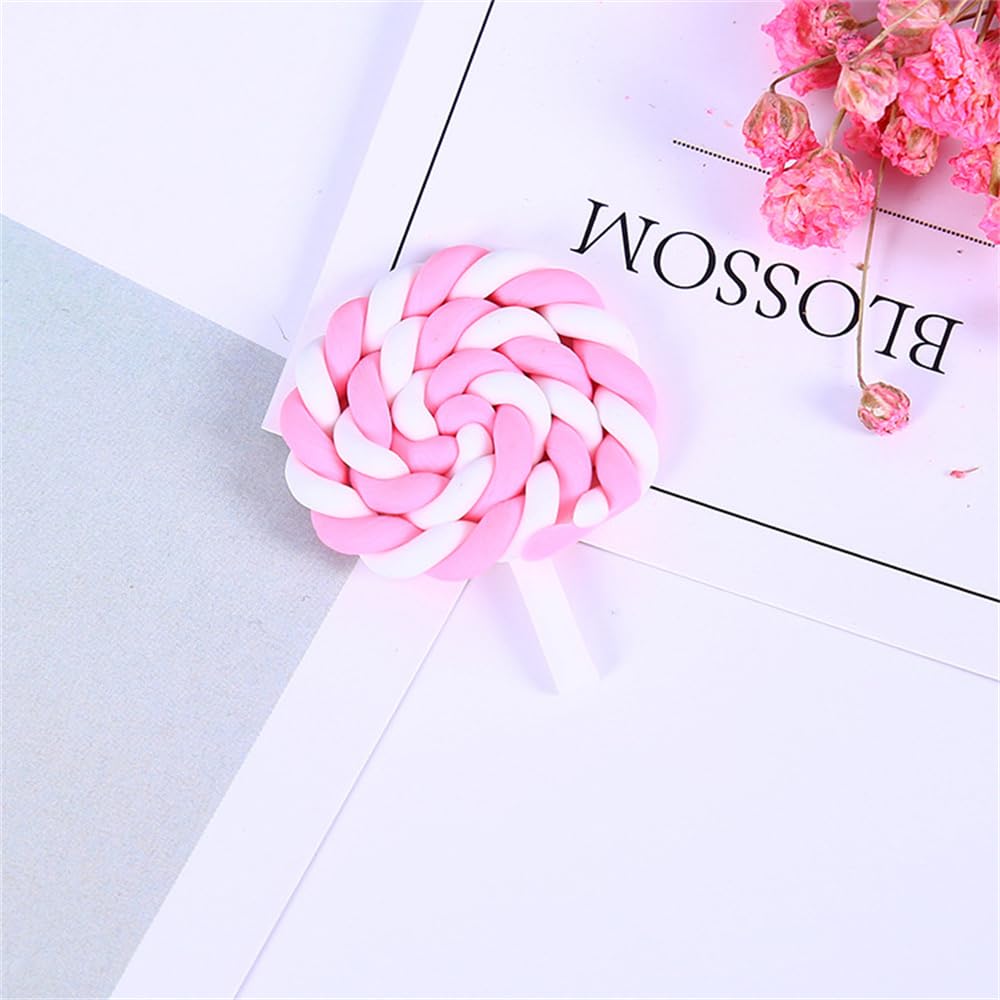100pcs Slime Charms Resin Fake Candy Lollipop Charms Kawaii Cute Set Mixed Assorted Sweets Flatback Slime Beads Making Supplies for DIY Craft Making and Ornament Scrapbooking